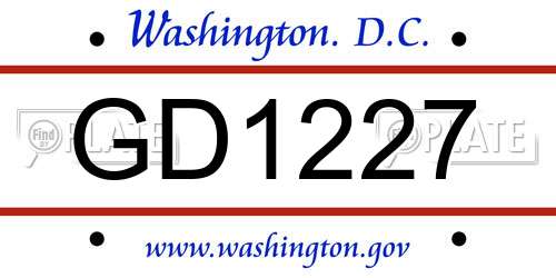 GD1227 District Of Columbia License Plate