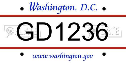 GD1236 District Of Columbia License Plate