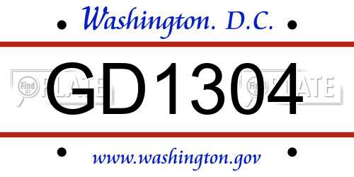 GD1304 District Of Columbia License Plate