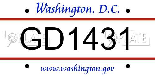 GD1431 District Of Columbia License Plate