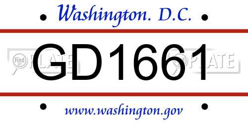 GD1661 District Of Columbia License Plate