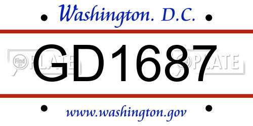 GD1687 District Of Columbia License Plate