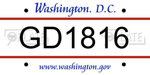 GD1816 District Of Columbia License Plate