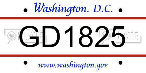 GD1825 District Of Columbia License Plate