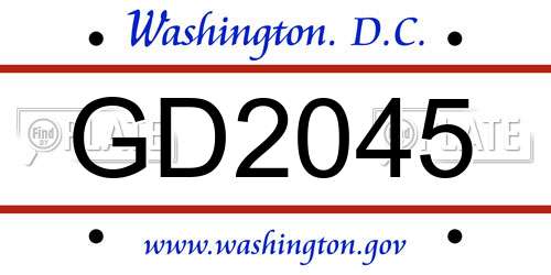 GD2045 District Of Columbia License Plate