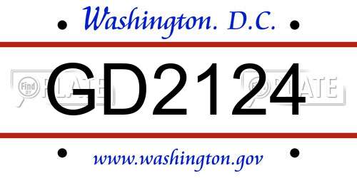 GD2124 District Of Columbia License Plate