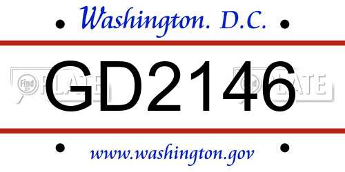 GD2146 District Of Columbia License Plate