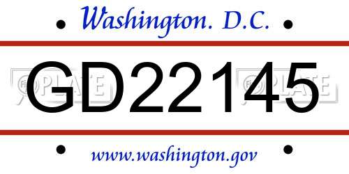 GD22145 District Of Columbia License Plate