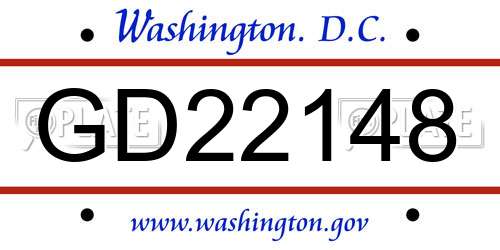 GD22148 District Of Columbia License Plate