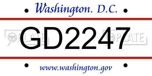 GD2247 District Of Columbia License Plate