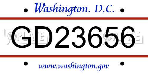 GD23656 District Of Columbia License Plate