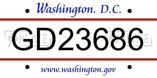 GD23686 District Of Columbia License Plate