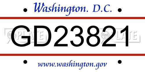 GD23821 District Of Columbia License Plate