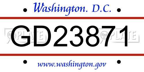 GD23871 District Of Columbia License Plate