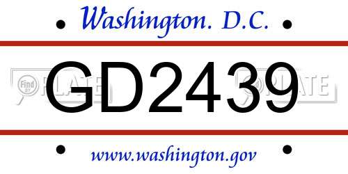 GD2439 District Of Columbia License Plate