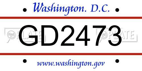 GD2473 District Of Columbia License Plate
