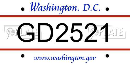 GD2521 District Of Columbia License Plate