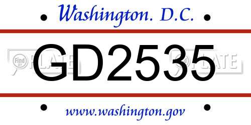 GD2535 District Of Columbia License Plate