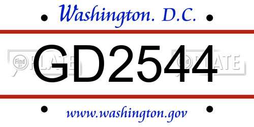 GD2544 District Of Columbia License Plate