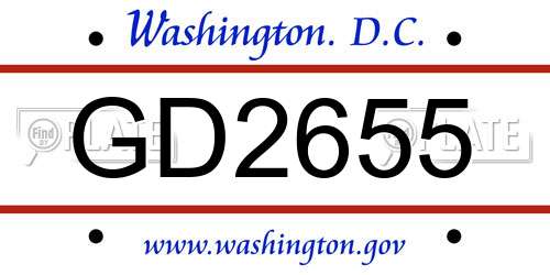 GD2655 District Of Columbia License Plate