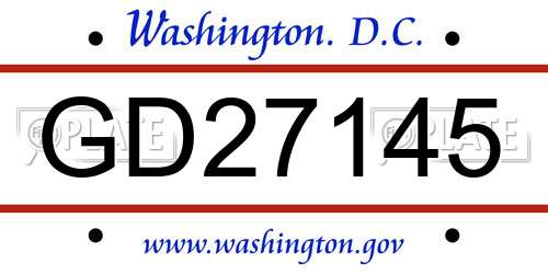 GD27145 District Of Columbia License Plate