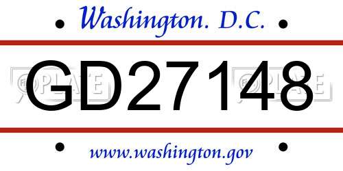 GD27148 District Of Columbia License Plate