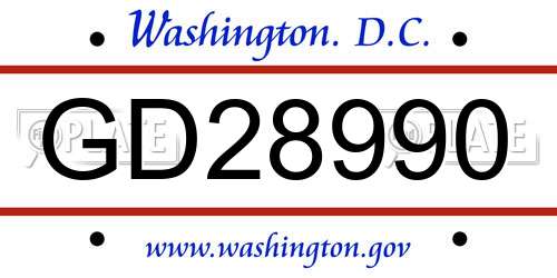 GD28990 District Of Columbia License Plate