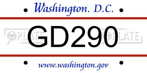 GD290 District Of Columbia License Plate