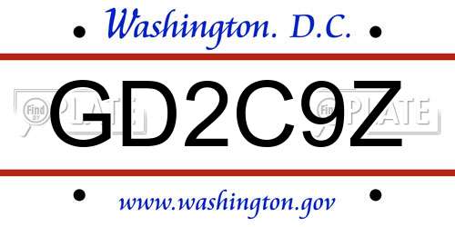 GD2C9Z District Of Columbia License Plate