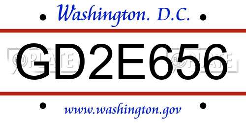 GD2E656 District Of Columbia License Plate