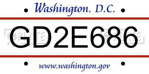 GD2E686 District Of Columbia License Plate