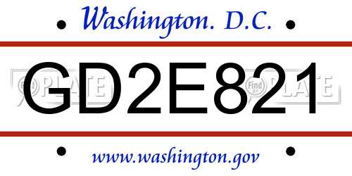 GD2E821 District Of Columbia License Plate
