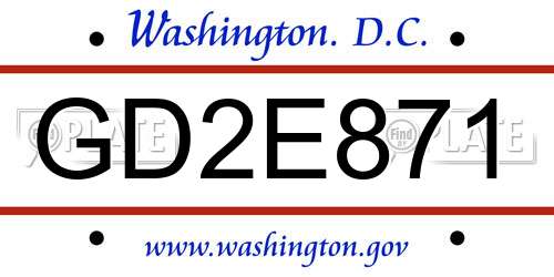 GD2E871 District Of Columbia License Plate