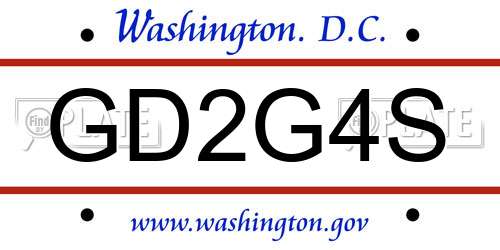 GD2G4S District Of Columbia License Plate