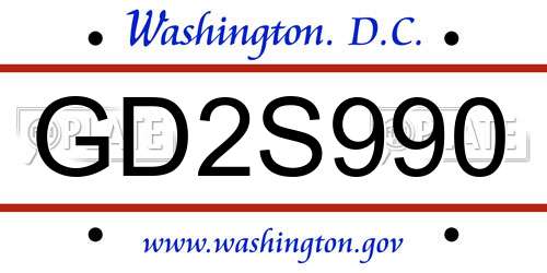 GD2S990 District Of Columbia License Plate