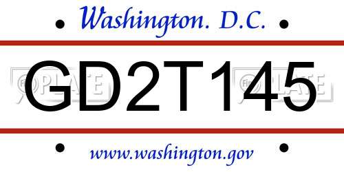 GD2T145 District Of Columbia License Plate