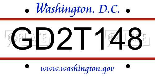 GD2T148 District Of Columbia License Plate