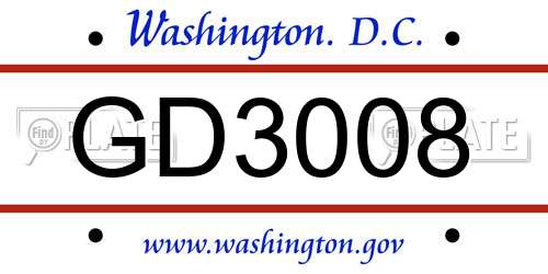 GD3008 District Of Columbia License Plate