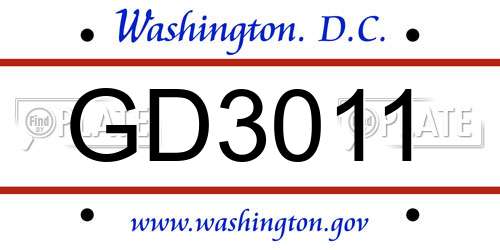 GD3011 District Of Columbia License Plate