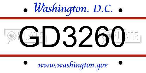GD3260 District Of Columbia License Plate