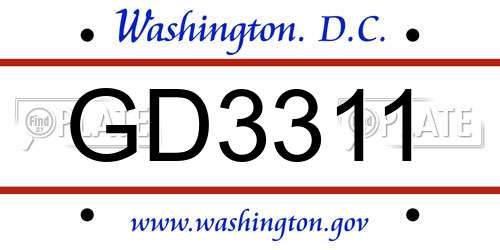 GD3311 District Of Columbia License Plate