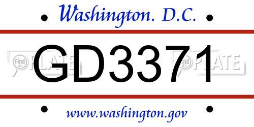 GD3371 District Of Columbia License Plate