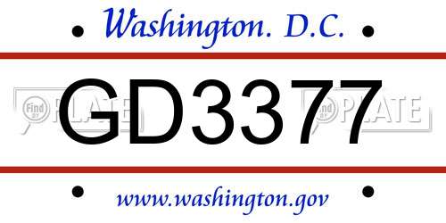 GD3377 District Of Columbia License Plate