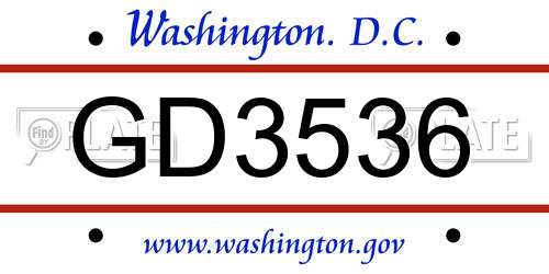 GD3536 District Of Columbia License Plate