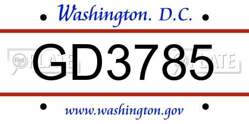 GD3785 District Of Columbia License Plate