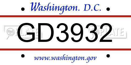 GD3932 District Of Columbia License Plate