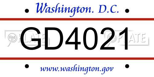 GD4021 District Of Columbia License Plate