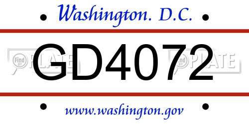 GD4072 District Of Columbia License Plate