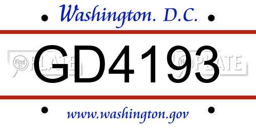 GD4193 District Of Columbia License Plate