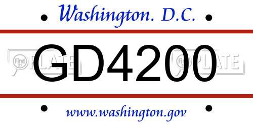 GD4200 District Of Columbia License Plate